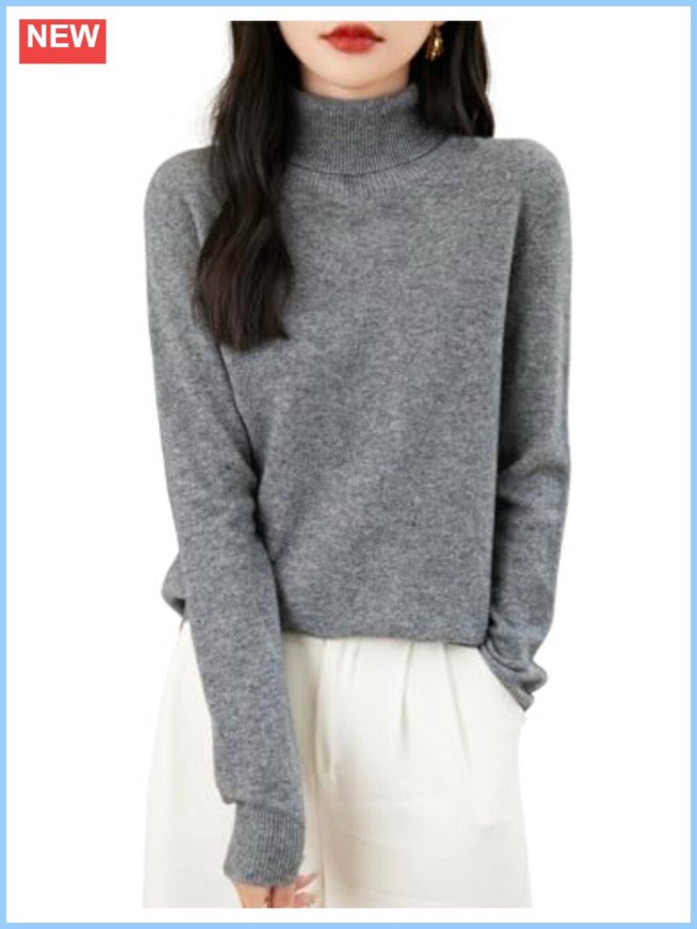 100% Merino Wool Turtleneck Seamless Pullover Sweater Fall Winter